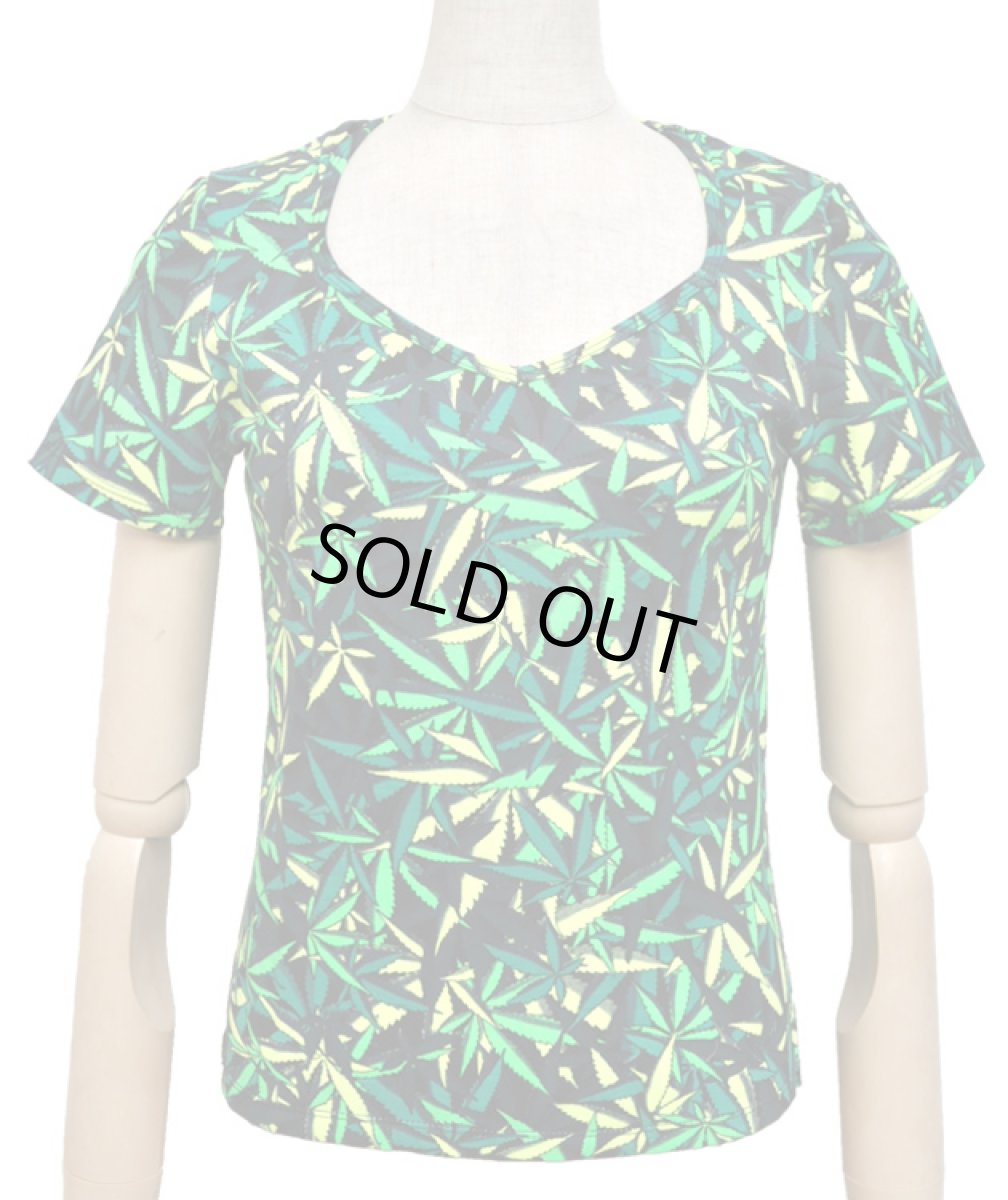 画像1: SPACE TRIBEレディース・Tシャツ「Sea of Green Weed」 (1)