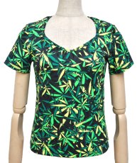 画像1: SPACE TRIBEレディース・Tシャツ「Sea of Green Weed」 (1)