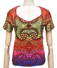 画像1: SPACE TRIBEレディース・Tシャツ「Rainbow Fractal」 (1)