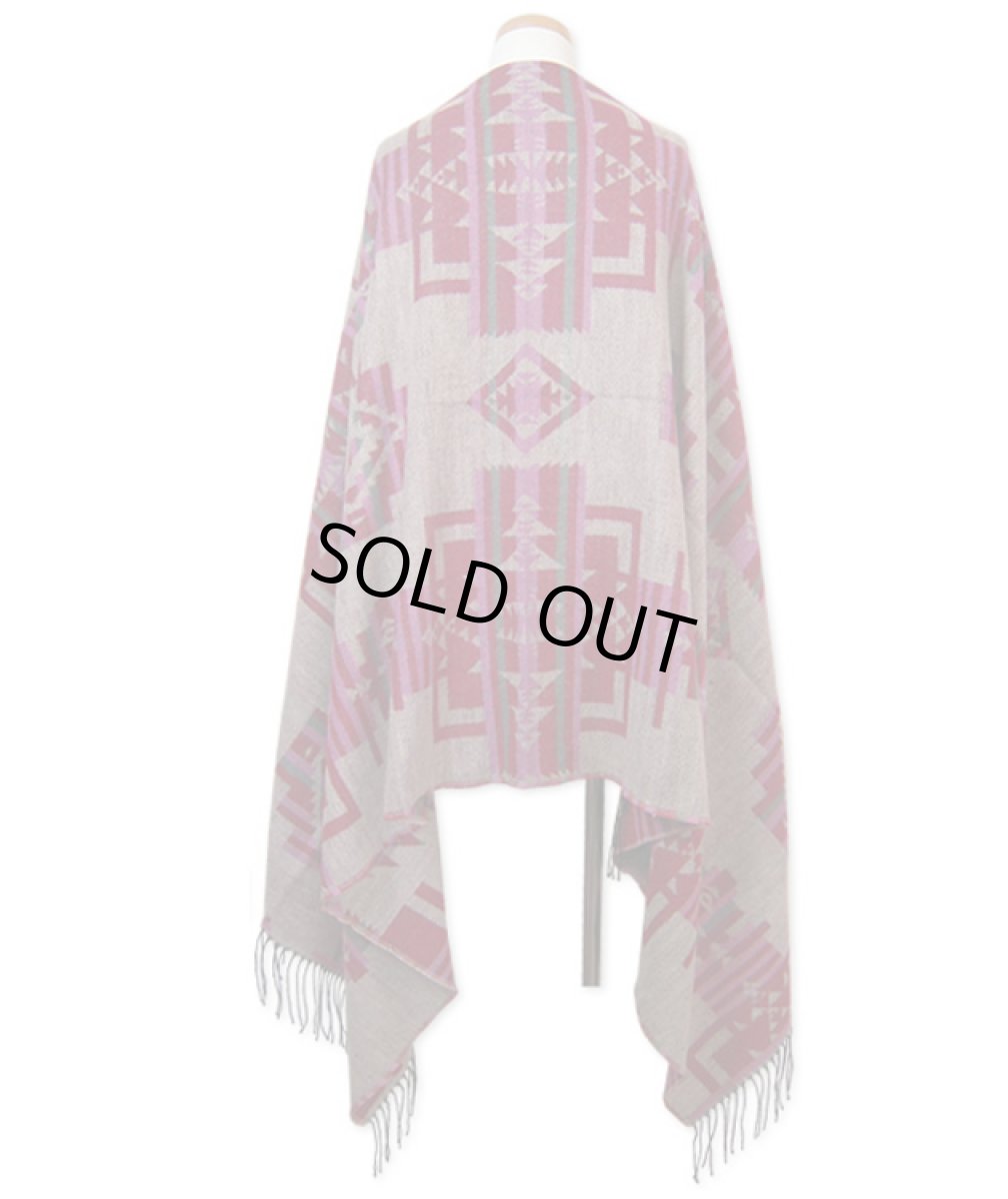 画像3: ネイティブ柄・ボリュームマフラーストール／オートミール×レッド (3)