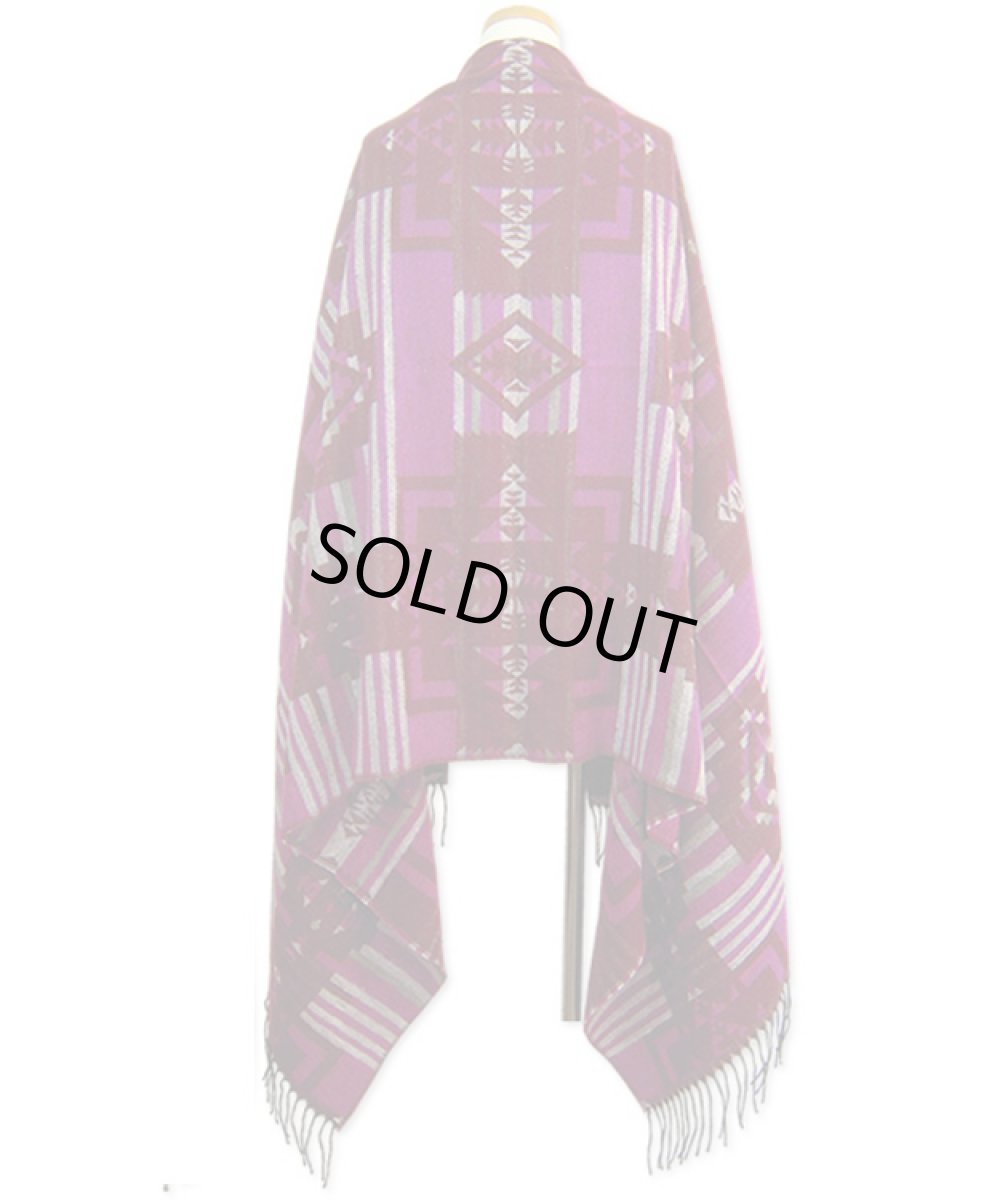 画像3: ネイティブ柄・ボリュームマフラーストール／ピンク×レッド (3)