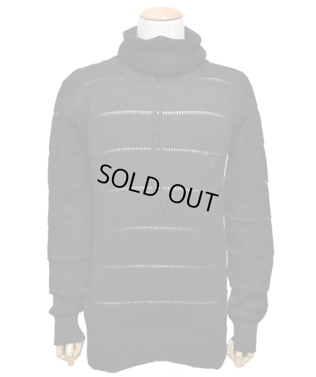 画像2: PSYLO メンズ・プルオーバー「Turtle Hooded Cardigan / ブラック」 (2)