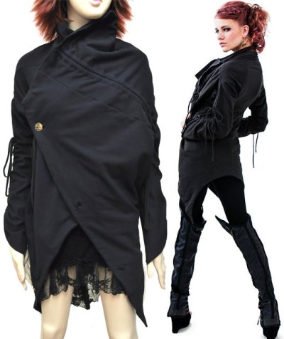 画像1: KAYO - Anime Clothing レディース・ジャケット「upside down 2 way jacket／ブラック」