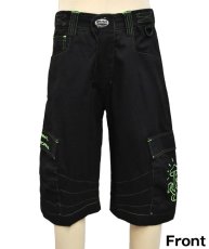 画像1: SPACE TRIBEメンズ・3／4パンツ「Psy Shorts / Black+UV Lime」 (1)