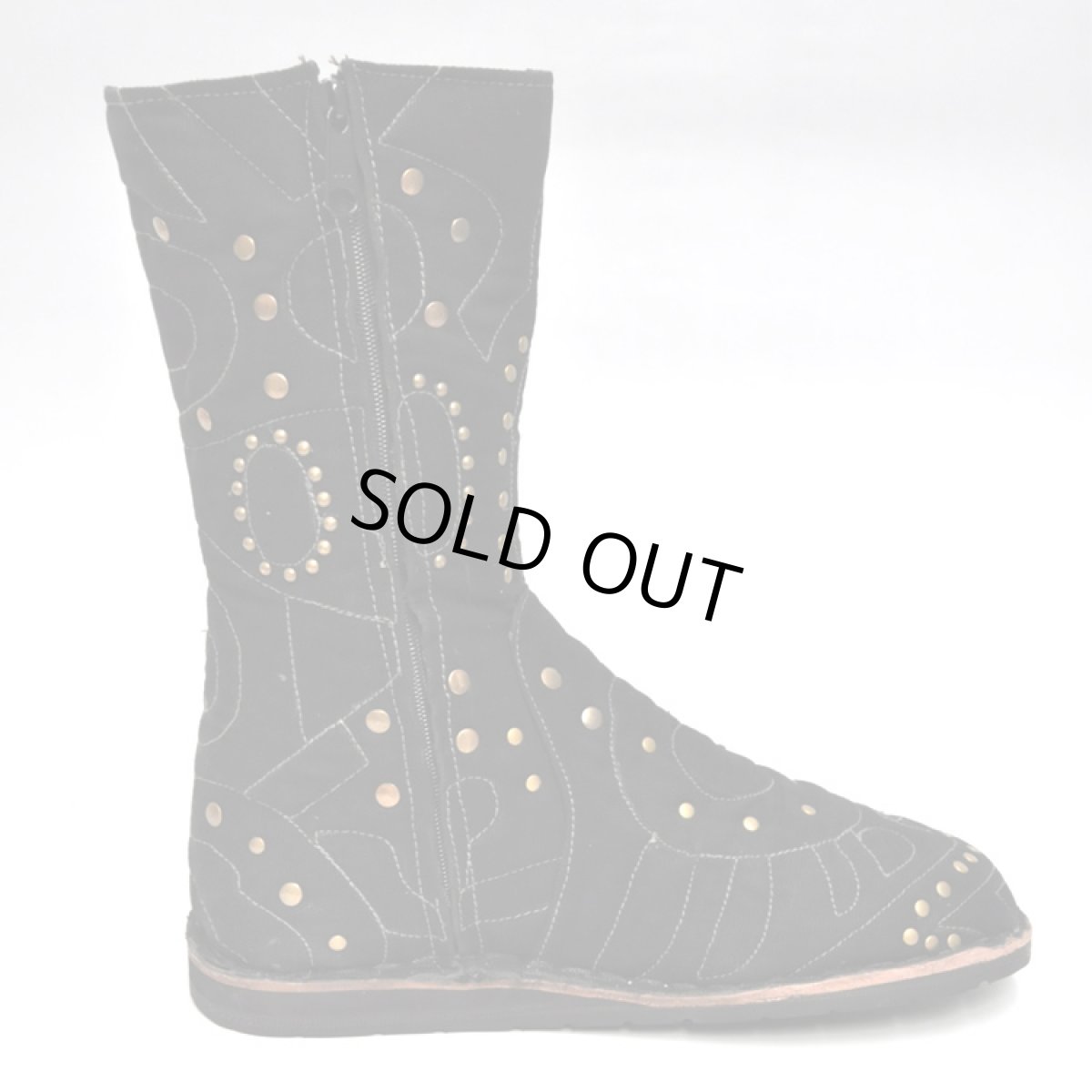 画像2: FLOWER OF LIFE コットン・ブーツ／ブラック×ゴールドスタッズ【メンズサイズ】 (2)