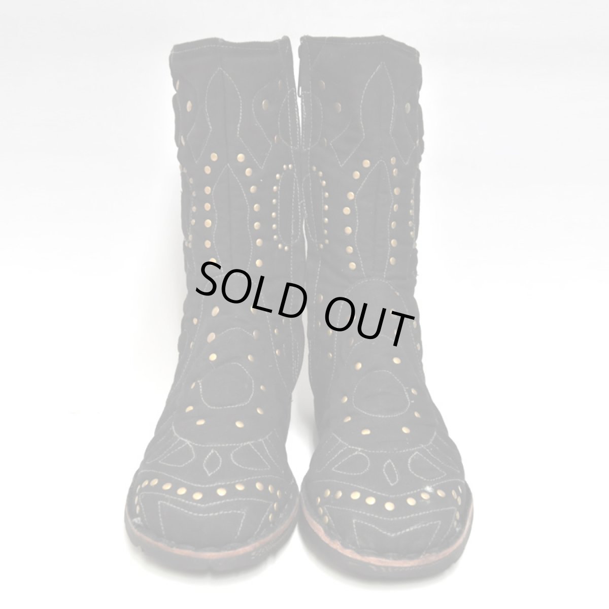 画像4: FLOWER OF LIFE コットン・ブーツ／ブラック×ゴールドスタッズ【メンズサイズ】 (4)