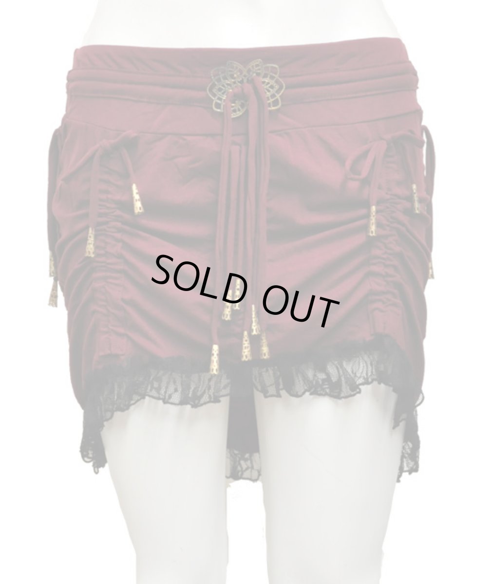画像2: KAYO - Anime Clothing  スカート「Diamond String Skirt / マルーン」 (2)