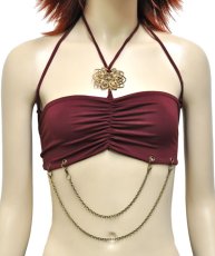 画像2: KAYO - Anime Clothing ブラトップ「Diamond Mini Chain Bra / マルーン」 (2)