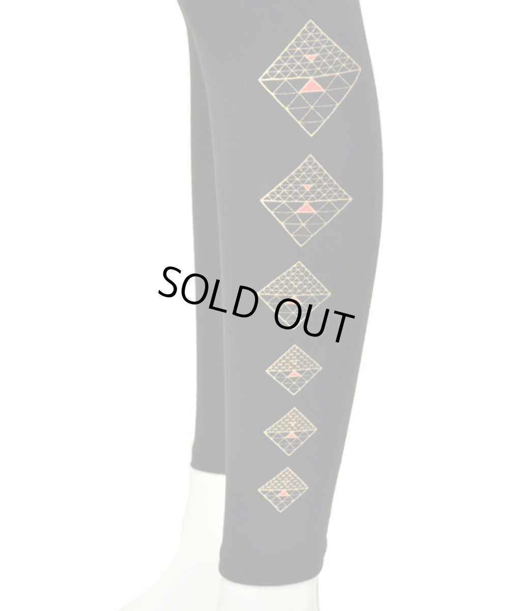 画像2: KAYO - Anime Clothing  レギンス「Pyramid Side Print / ブラック×ゴールド」 (2)