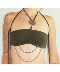 画像1: KAYO - Anime Clothing ブラトップ「Diamond Mini Chain Bra / オリーブ」 (1)