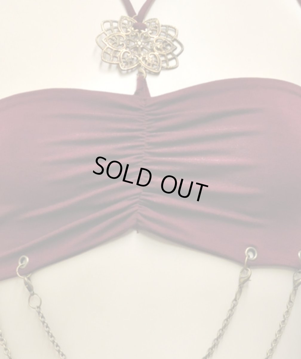 画像5: KAYO - Anime Clothing ブラトップ「Diamond Mini Chain Bra / マルーン」 (5)