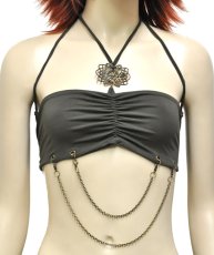 画像2: KAYO - Anime Clothing ブラトップ「Diamond Mini Chain Bra / オリーブ」 (2)