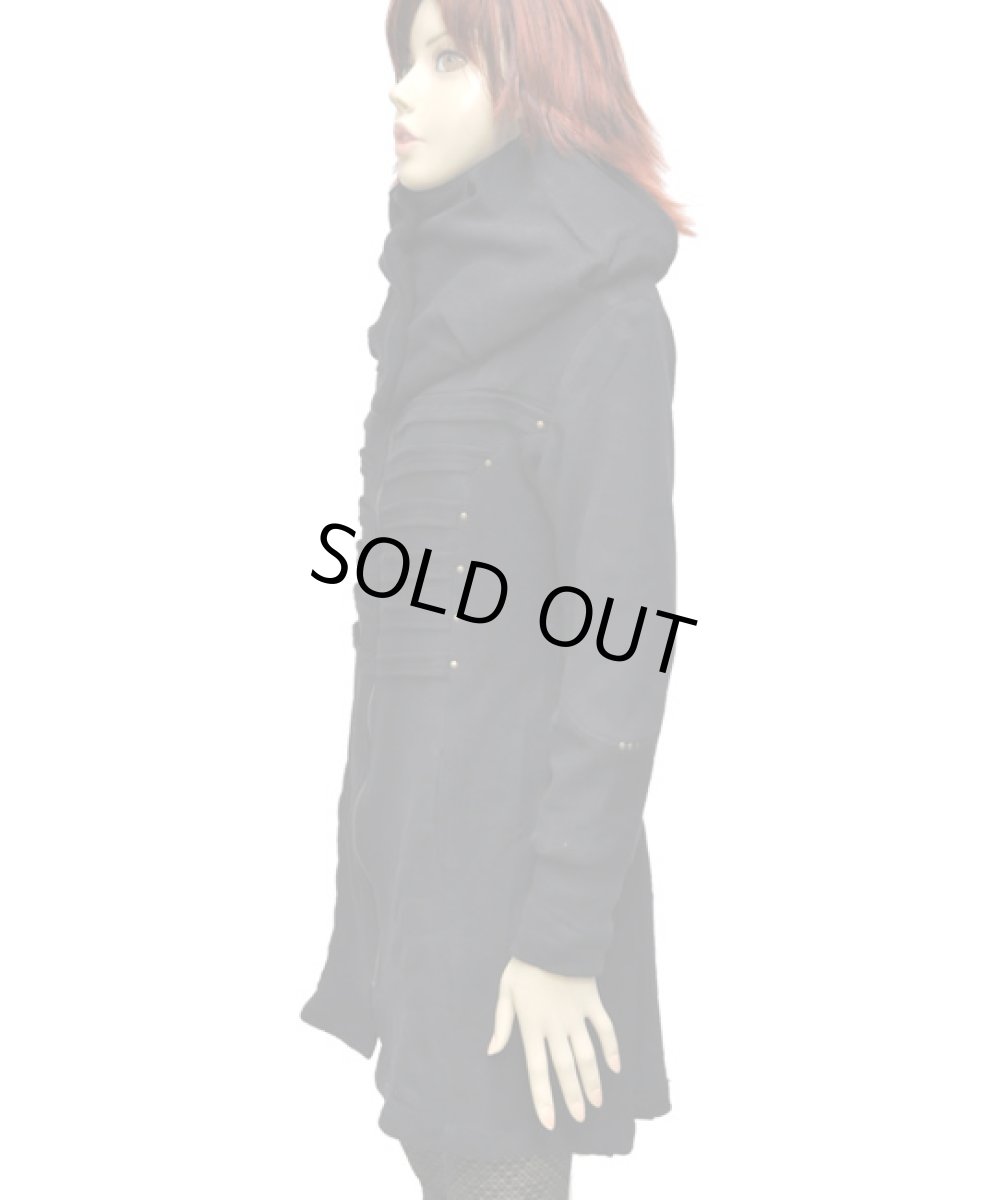 画像3: KAYO - Anime Clothing レディース・ロングジャケット「New Puff Collar Long Jacket/ブラック」 (3)