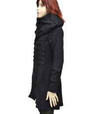 画像3: KAYO - Anime Clothing レディース・ロングジャケット「New Puff Collar Long Jacket／ブラック」 (3)