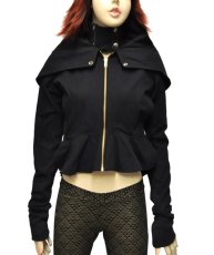 画像1: KAYO - Anime Clothing レディース・ジャケット「Canvas Cropped Hoodie Jacket／ブラック」 (1)