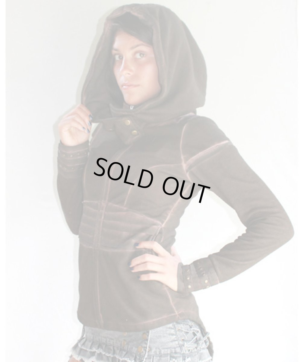 画像2: KAYO - Anime Clothing レディース・パーカー「New Pixie Pleated Jacket/ウォッシュブラウン」 (2)