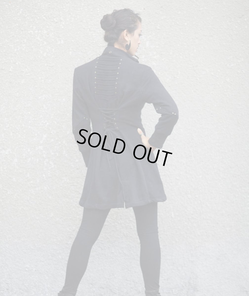 画像2: KAYO - Anime Clothing レディース・ロングジャケット「New Puff Collar Long Jacket/ブラック」 (2)