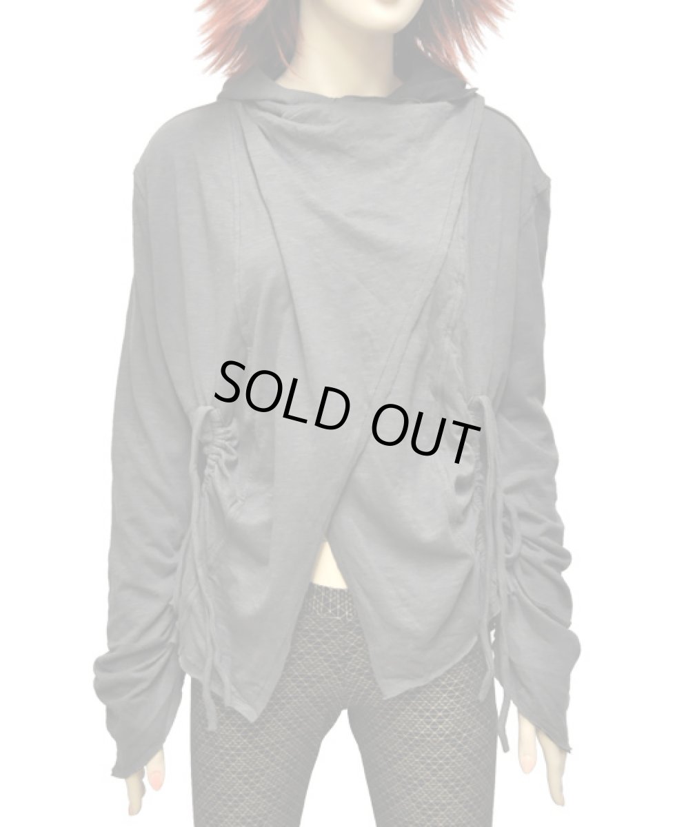 画像2: KAYO - Anime Clothing リバーシブル・カーディガンジャケット「New Pixie Reversible string cardigan jacket/ブラック&グレー」 (2)