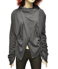 画像2: KAYO - Anime Clothing リバーシブル・カーディガンジャケット「New Pixie Reversible string cardigan jacket／ブラック＆グレー」 (2)