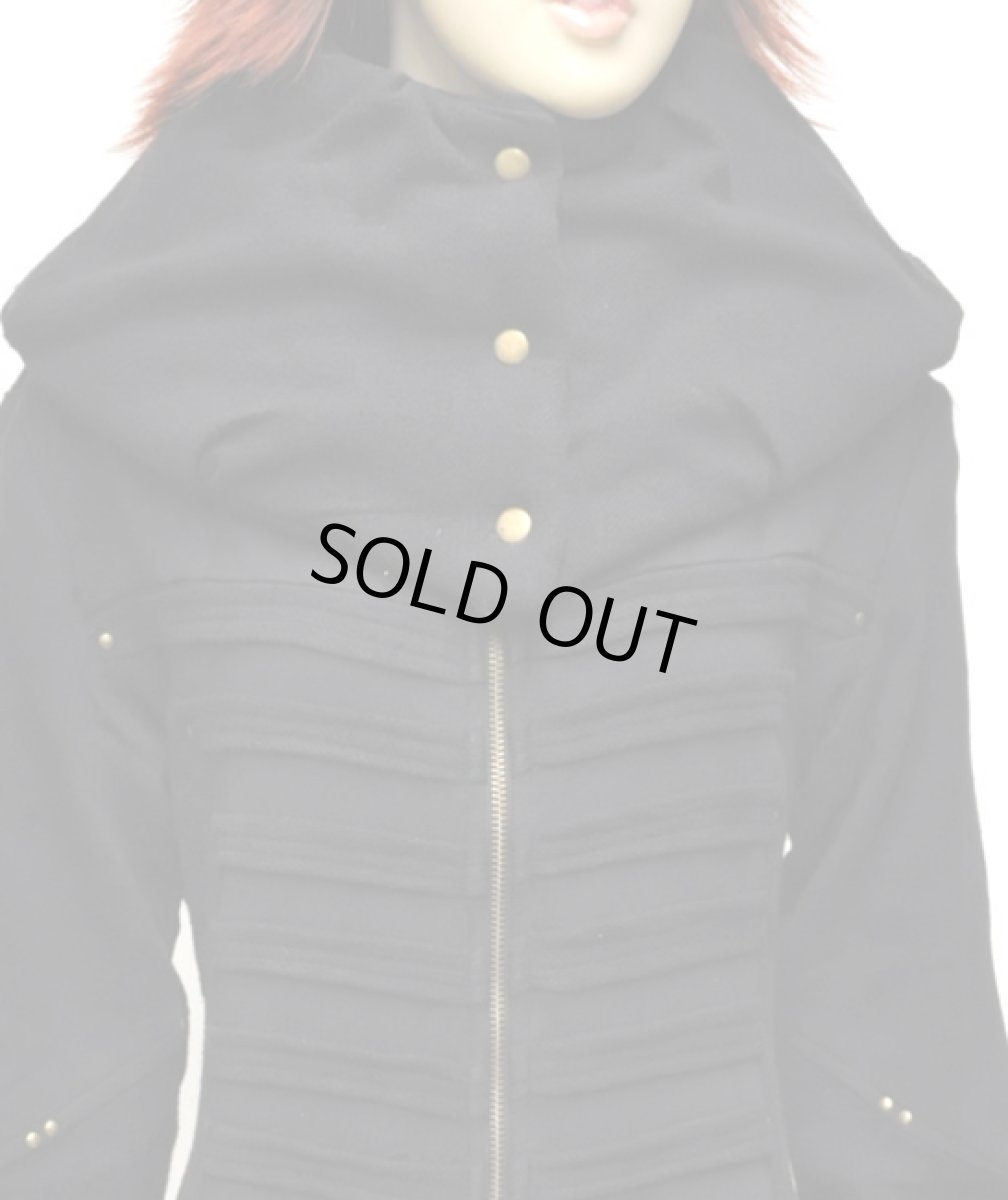 画像4: KAYO - Anime Clothing レディース・ロングジャケット「New Puff Collar Long Jacket/ブラック」 (4)