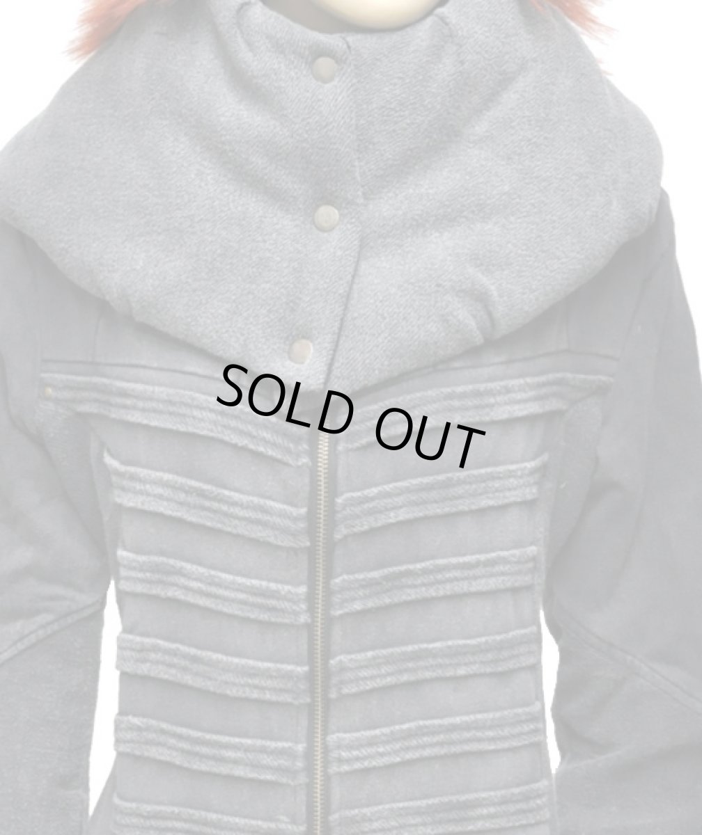 画像4: KAYO - Anime Clothing レディース・ロングジャケット「New Puff Collar Long Jacket/ストーンウォッシュ」 (4)