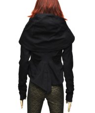 画像3: KAYO - Anime Clothing レディース・ジャケット「Canvas Cropped Hoodie Jacket／ブラック」 (3)