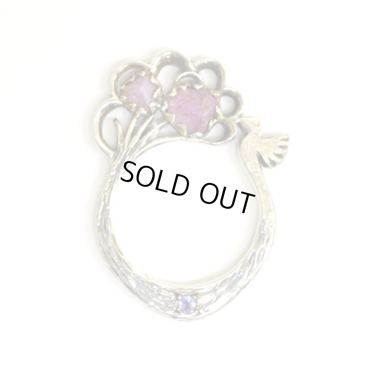 画像3: SHANTI RIOT リング／ピンクサファイア原石＋タンザナイト(小・ブルー)　鳥と森　＃13号サイズ (3)