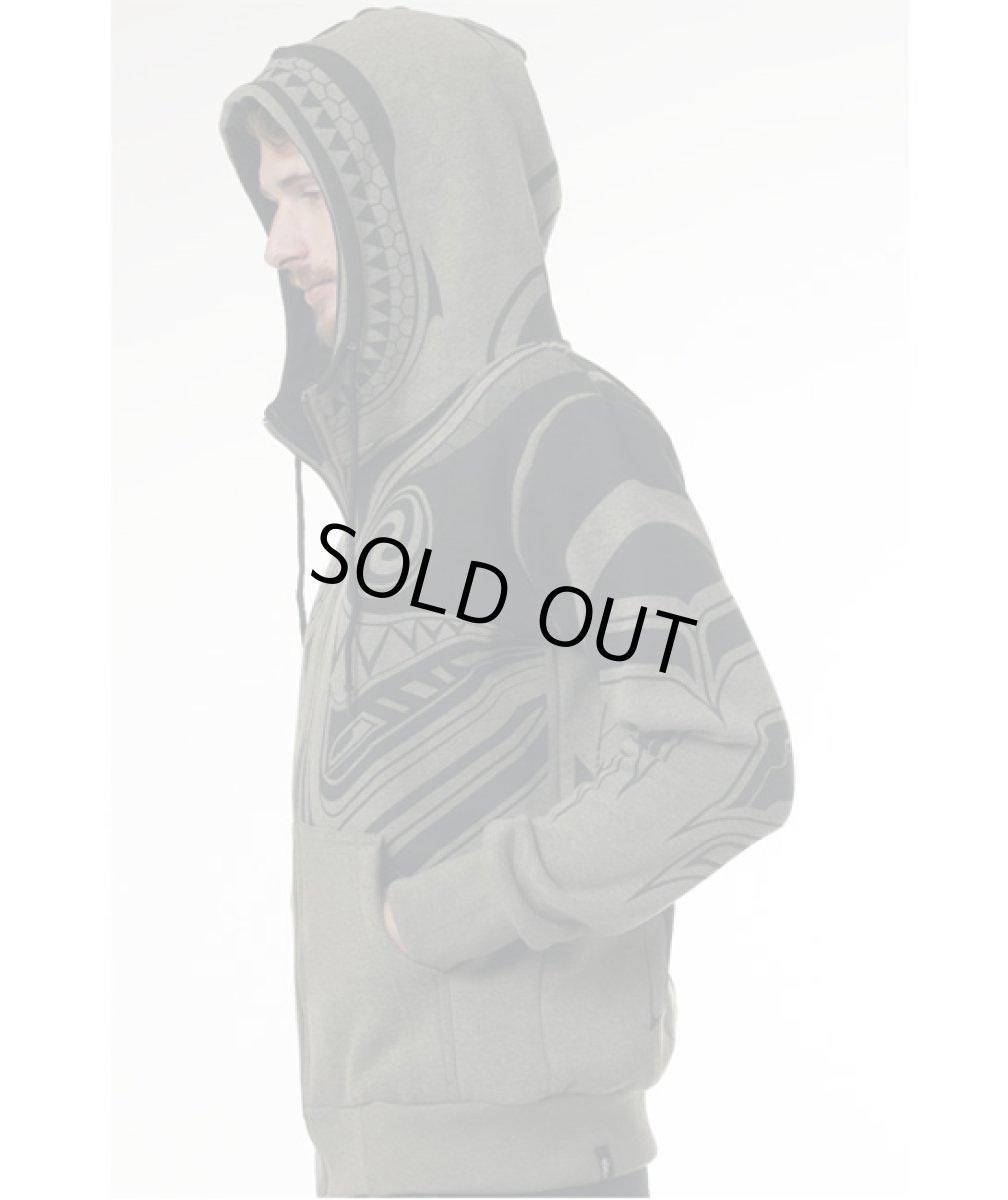 画像2: PLAZMA メンズ・ジップアップ・パーカー「Tattoo / オリーブメランジ」 (2)