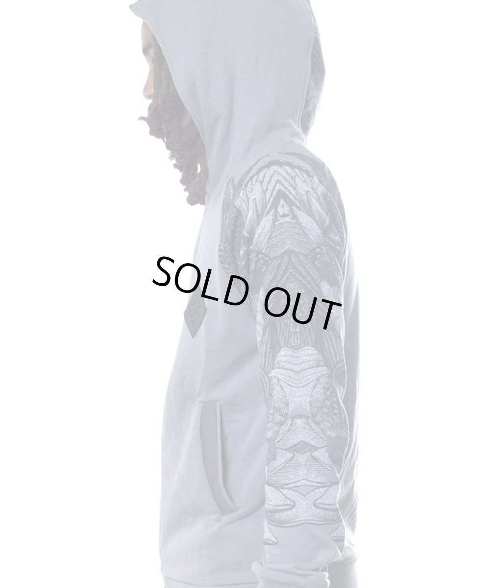 画像2: PLAZMA メンズ・ジップアップ・パーカー「Feathers / グレー」 (2)