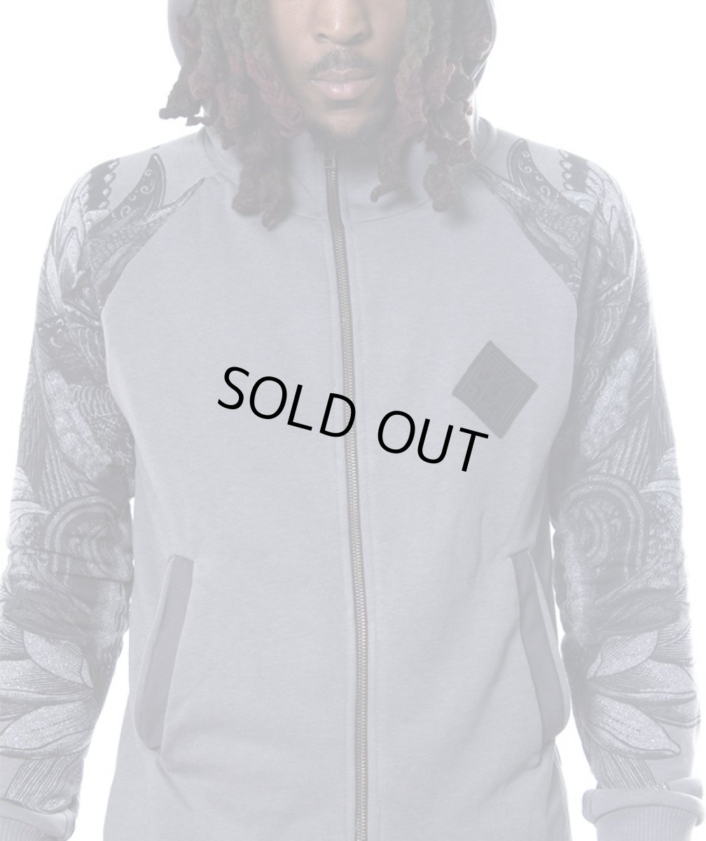 画像5: PLAZMA メンズ・ジップアップ・パーカー「Feathers / グレー」 (5)