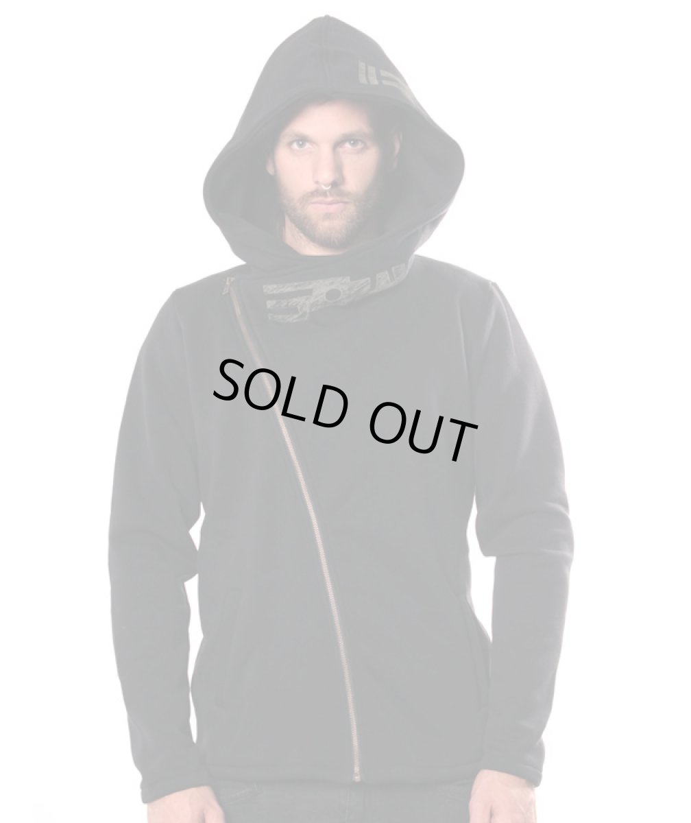 画像2: PLAZMA メンズ・ジップアップ・パーカー「Pitchfork / ブラック」 (2)