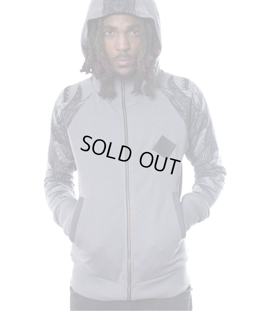 画像3: PLAZMA メンズ・ジップアップ・パーカー「Feathers / グレー」 (3)