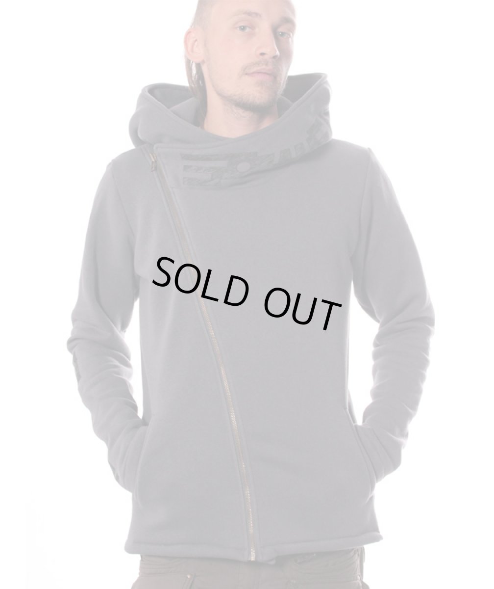 画像2: PLAZMA メンズ・ジップアップ・パーカー「Pitchfork / ダークグレー」 (2)