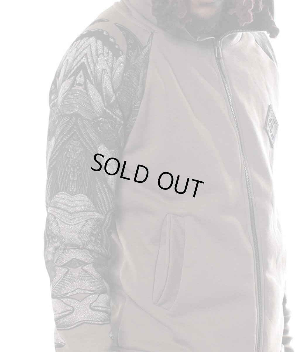 画像4: PLAZMA メンズ・ジップアップ・パーカー「Feathers / ブラウンメランジ」 (4)