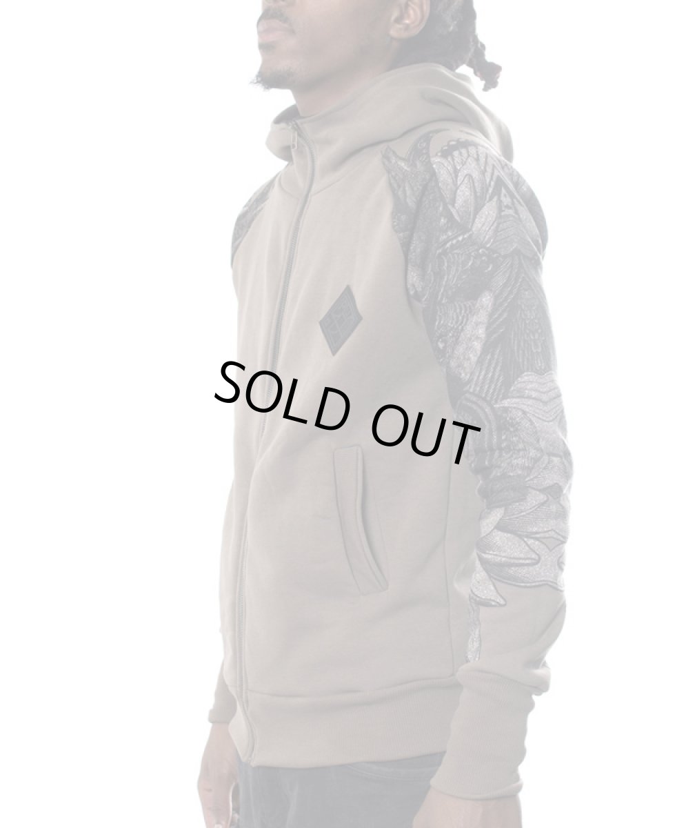 画像3: PLAZMA メンズ・ジップアップ・パーカー「Feathers / ブラウンメランジ」 (3)