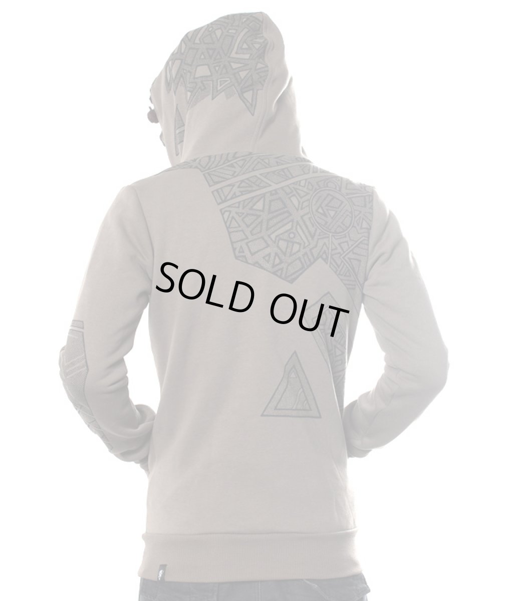 画像4: PLAZMA メンズ・ジップアップ・パーカー「R-Lines / ブラウンメランジ」 (4)