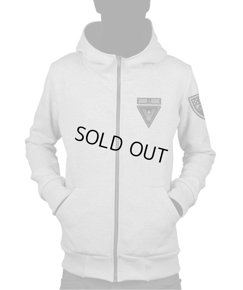 画像2: PLAZMA メンズ・ジップアップ・パーカー「Magic Patches / グレーメランジ」 (2)