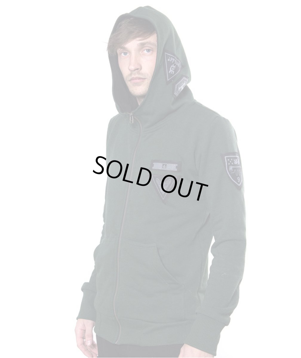 画像3: PLAZMA メンズ・ジップアップ・パーカー「Magic Patches / グリーンメランジ」 (3)