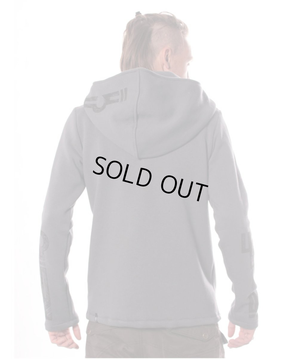 画像4: PLAZMA メンズ・ジップアップ・パーカー「Pitchfork / ダークグレー」 (4)