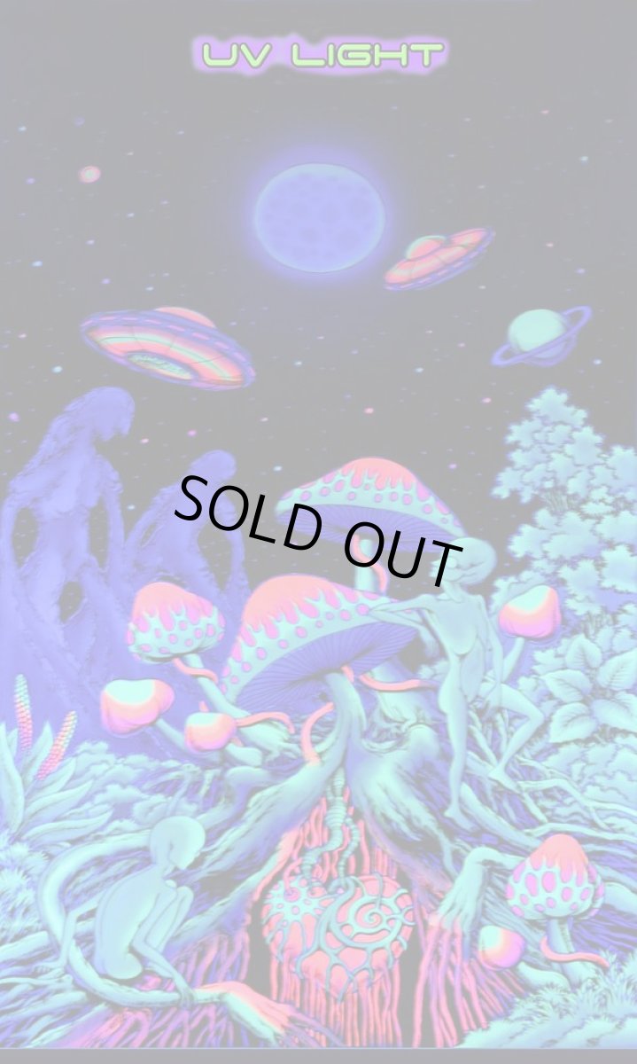 画像2: SPACE TRIBEバティック 1.2m × 2m「Alien Shrooms」 (2)