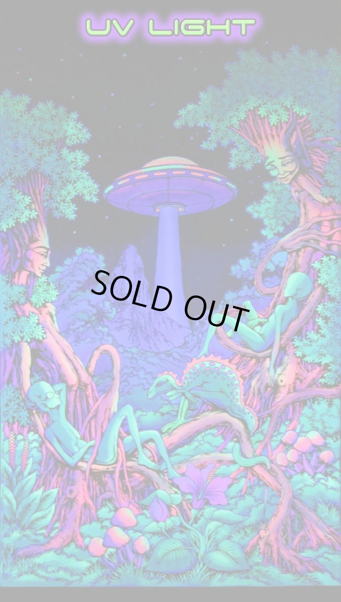 画像2: SPACE TRIBEバティック 1.2m × 2m「UFO Jungle」 (2)