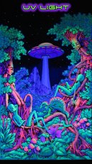 画像2: SPACE TRIBEバティック 1.2m × 2m「UFO Jungle」 (2)