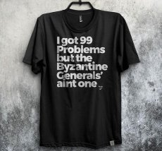 画像1: 【150枚限定仕様】Imaginary Foundation メンズTシャツ「BYZANTINE GENERALS' PROBLEM ／ ブラック」 (1)