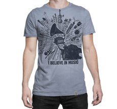 画像1: Imaginary Foundation メンズTシャツ「I Believe in Music ／ シルバーグレー」 (1)