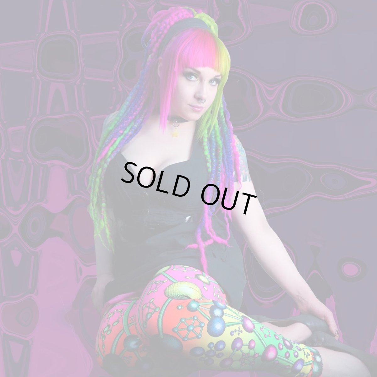 画像13: SPACE TRIBE - ワイドウエストバンド レギンス「Atomic Rainbow」 (13)