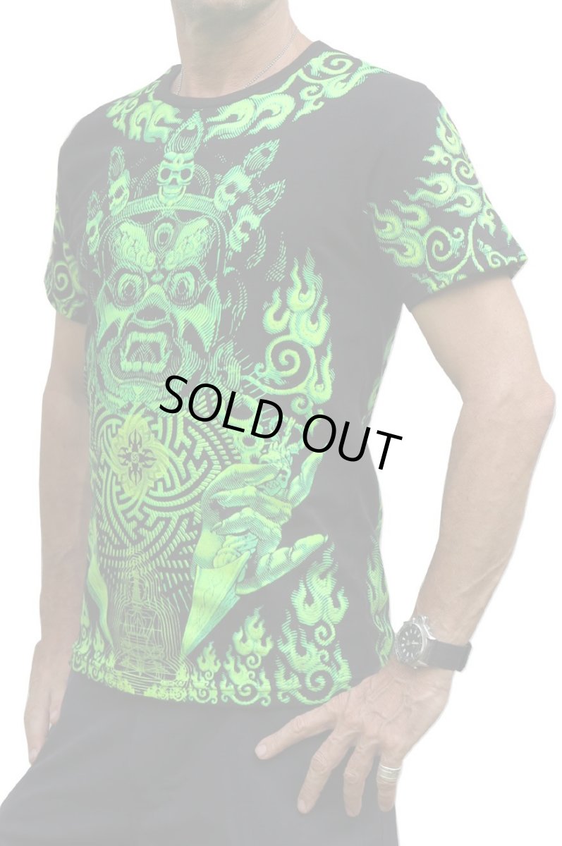 画像2: SPACE TRIBE - メンズTシャツ「Lime Mahakala」 (2)