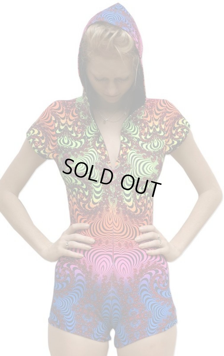 画像2: SPACE TRIBE - レディース・フーデッド・プレイスーツ「Rainbow Fractal」 (2)