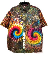 画像1: GRATEFUL TIE-DYE FACTORY メンズ 半袖ボタンシャツ（XLサイズ） (1)