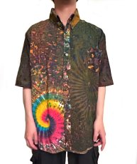 画像3: GRATEFUL TIE-DYE FACTORY メンズ 半袖ボタンシャツ（Lサイズ） (3)