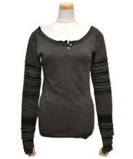 画像2: PSYLO レディース・カットソー「Lampu Slub Sweater / チャコール」 (2)